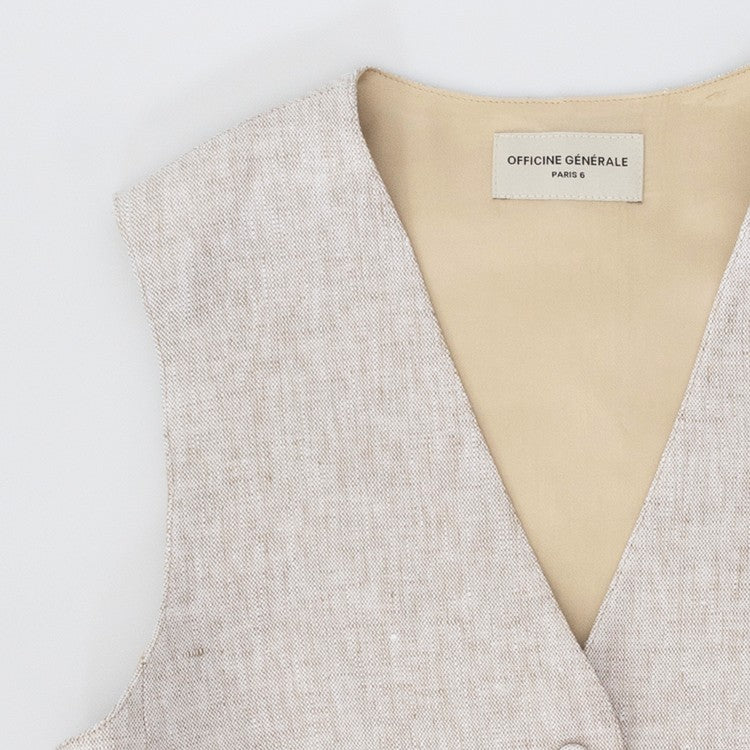 Tailored Beige Waistcoat With Adjustable Fit