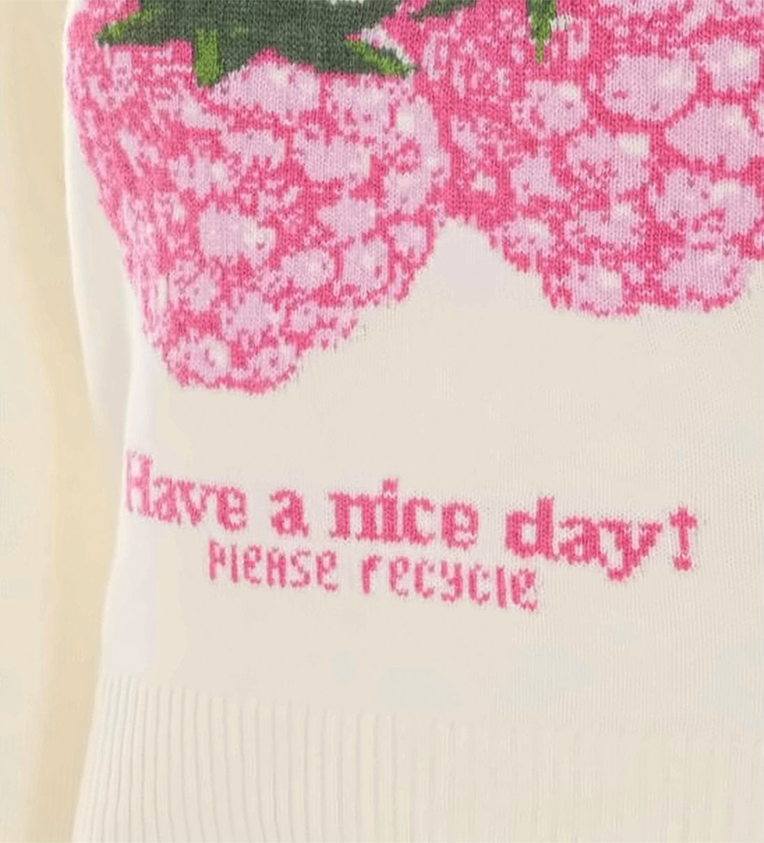 Graphic Knitted Sweater With Vibrant Raspberry Design
