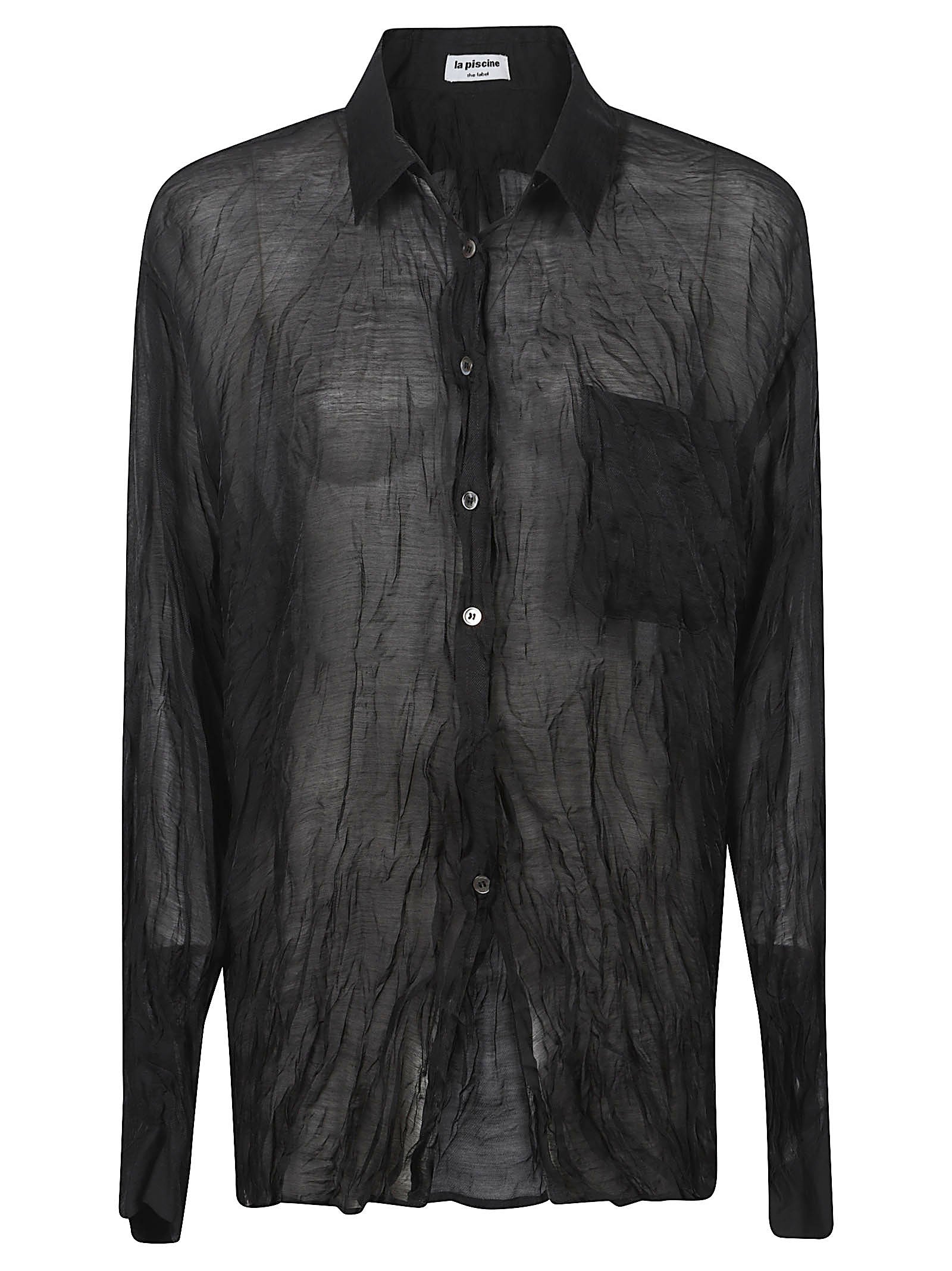 Translucent Crinkled Black Shirt