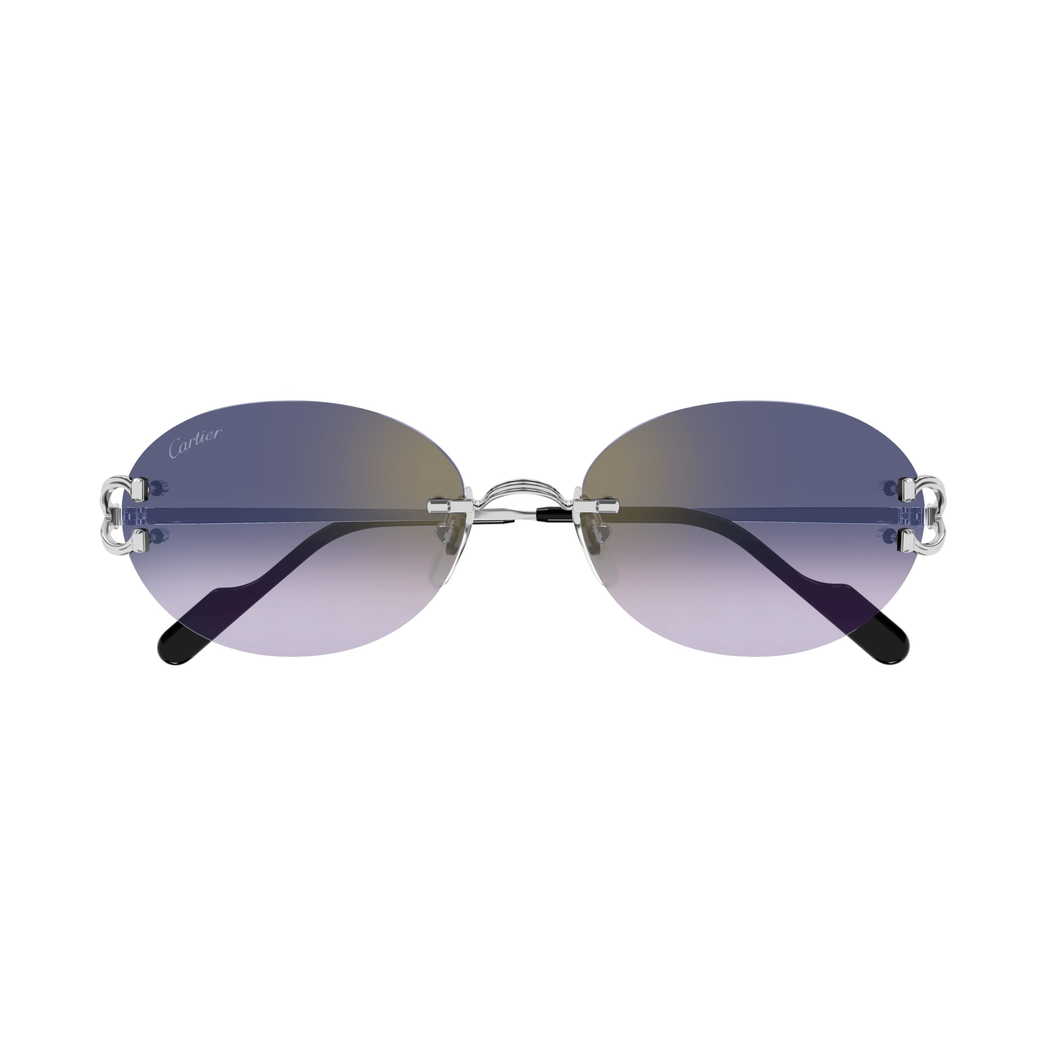 Rimless Oval Gradient Sunglasses With Sleek Silver Temples