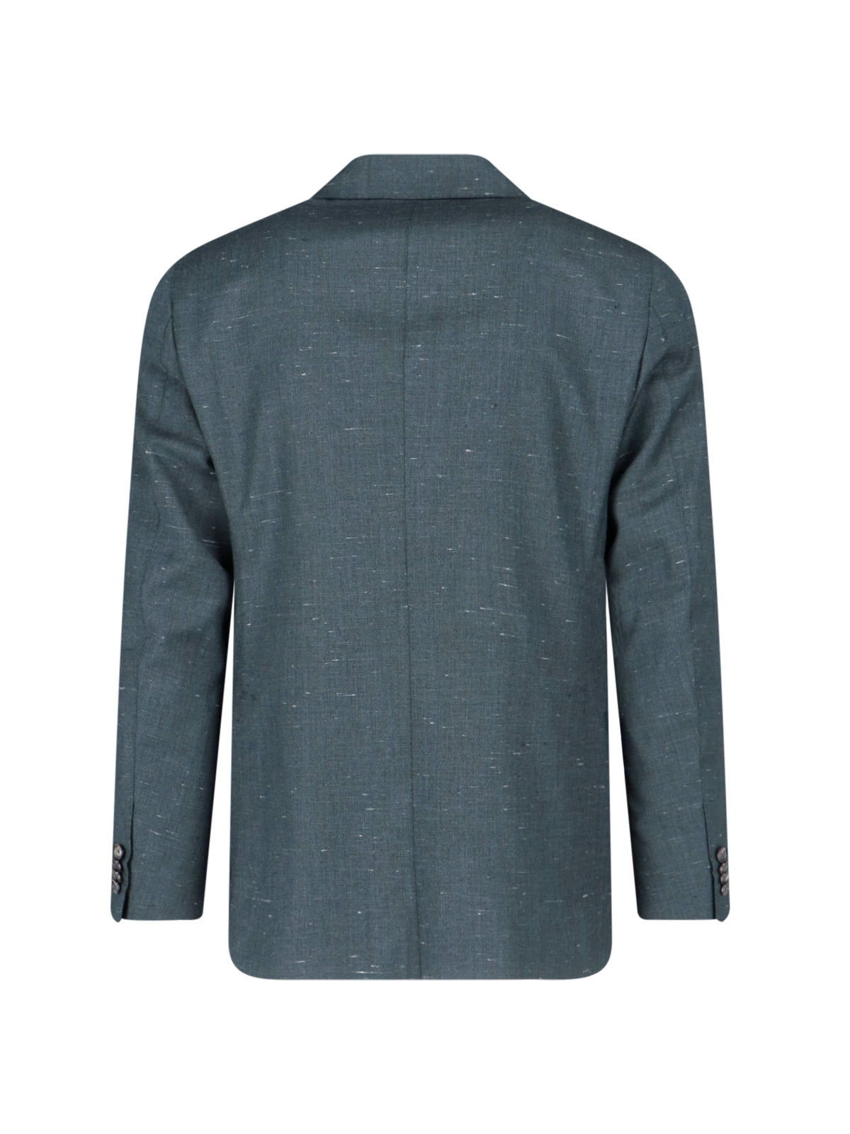 Green Double-Breasted Textured Silk-Wool Blazer