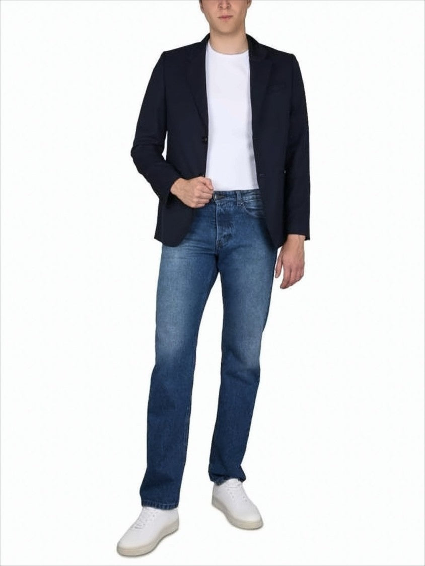 Tailored Blue Suit Jacket with Structured Silhouette