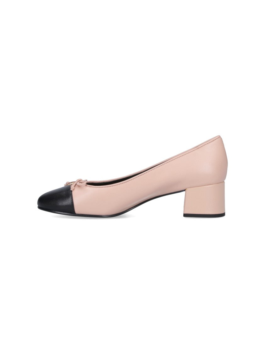 Pink Hammered Leather Bow Pumps – Pink