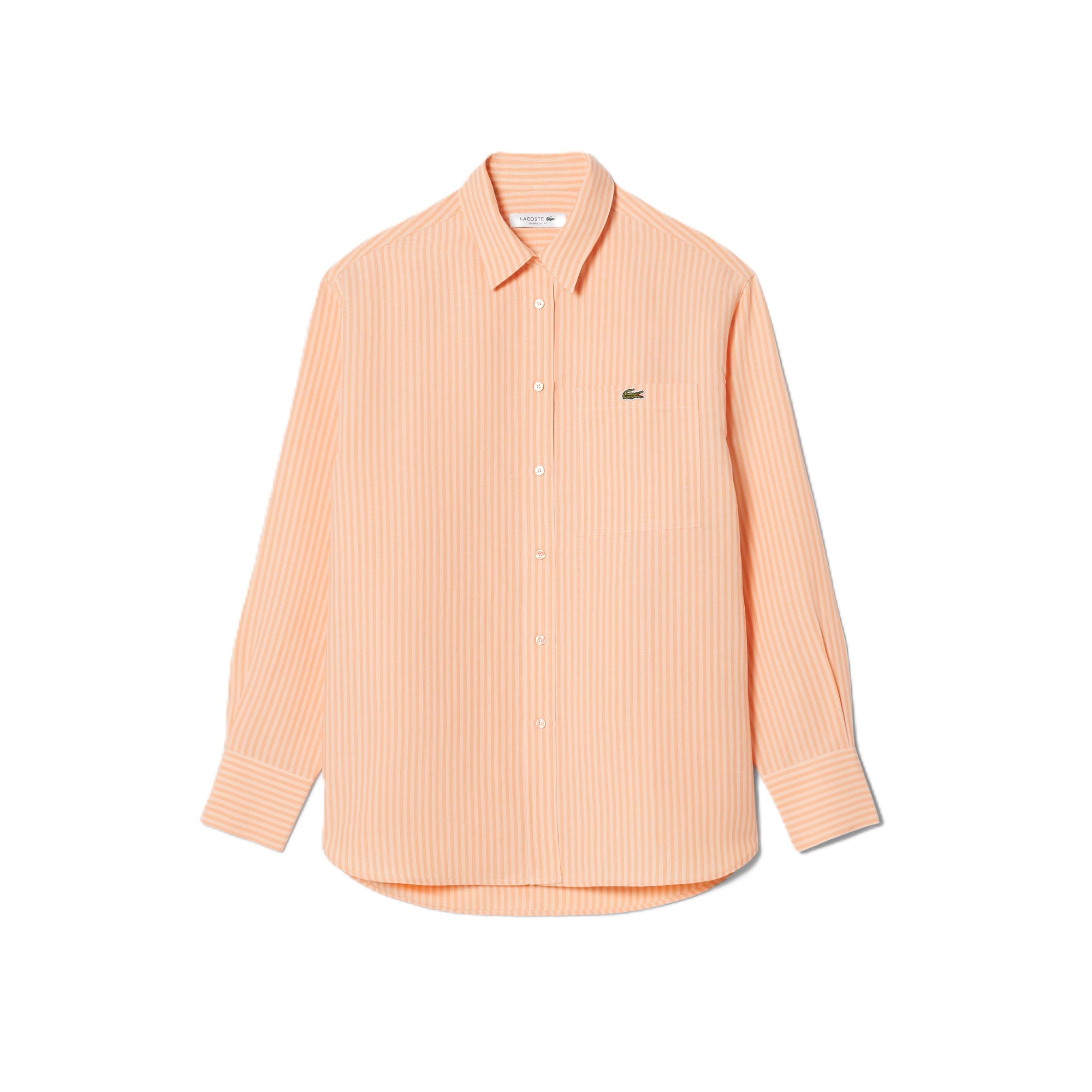 Vertical Stripe Long-Sleeved Shirt with Classic Collar