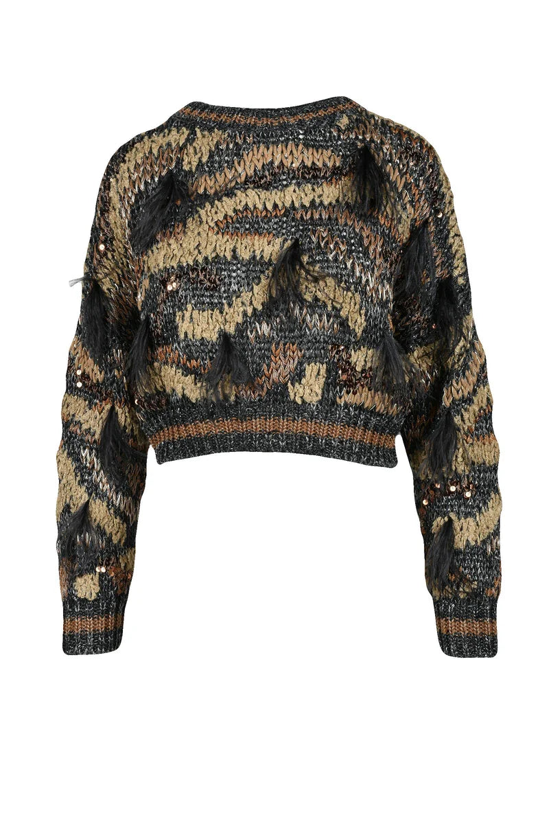 Textured Cropped Sweater