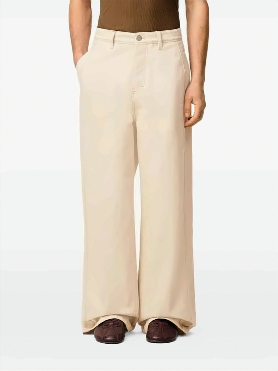 High-Waisted Wide-Leg Denim Pants