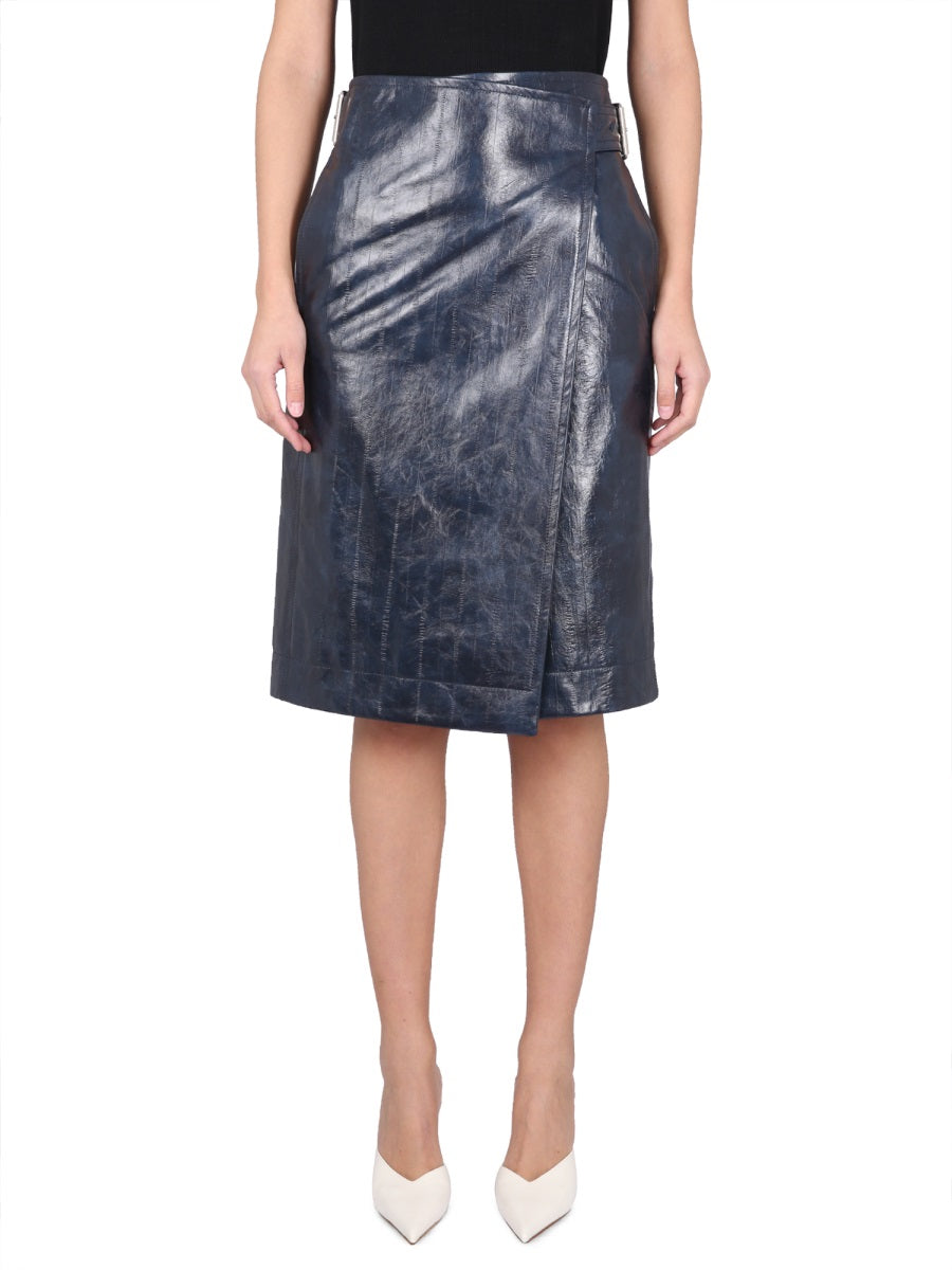 Embossed Nappa Leather Midi Skirt