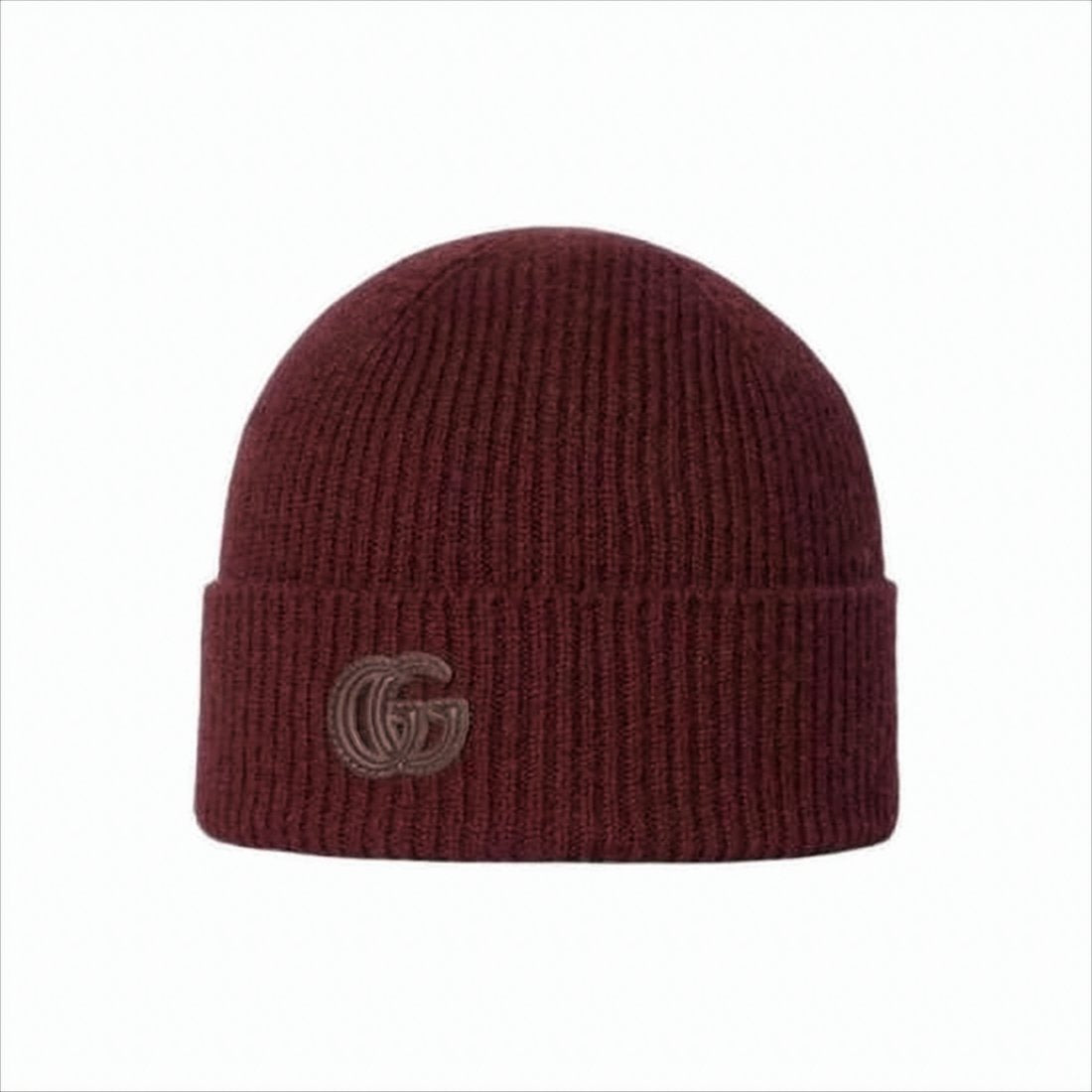 Ribbed Cashmere Beanie with Patch Logo Detail