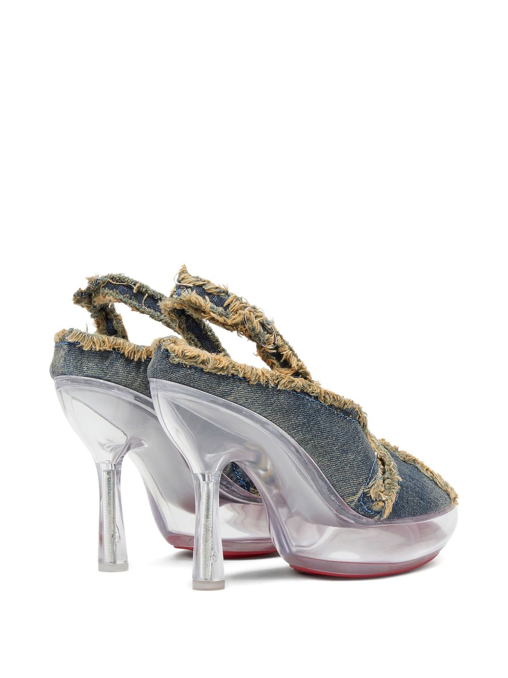 Peep Toe Denim Slingback Shoes