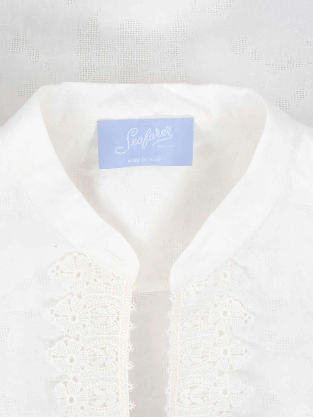 White Cotton-Linen V-Neck Shirt