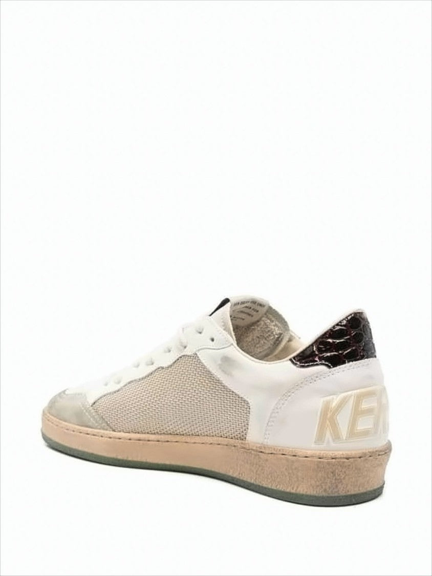 Low-Top Sneakers with Beige Suede Overlays