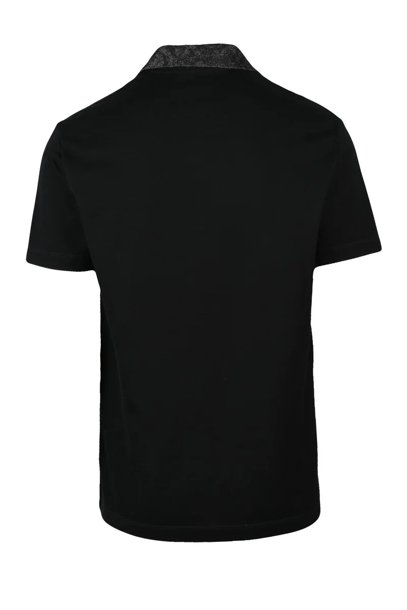Polished Cotton Polo with Textured Collar
