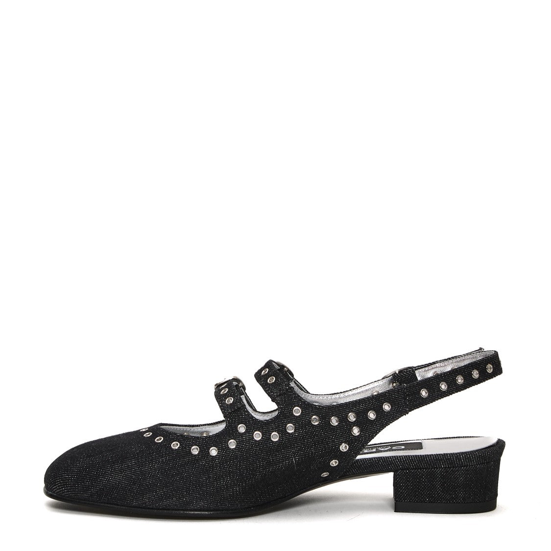 Slingback Shoes In Dark Denim With Decorative Studs
