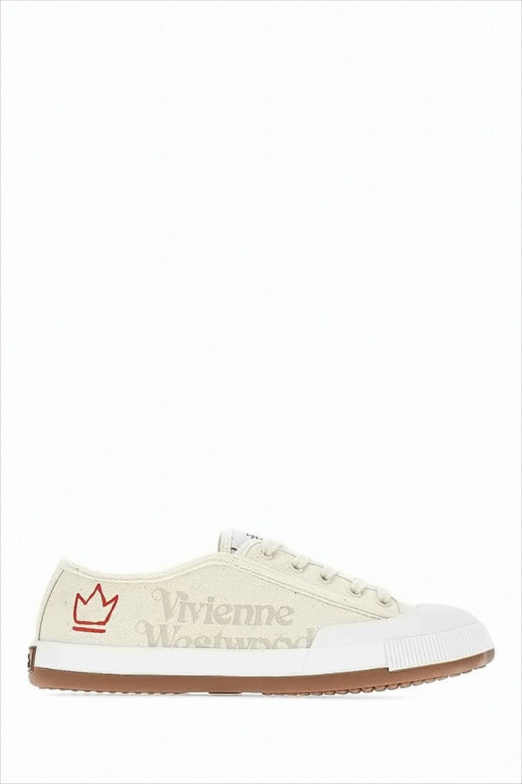 Low-Top Canvas Sneakers with Distinctive Crown Emblem