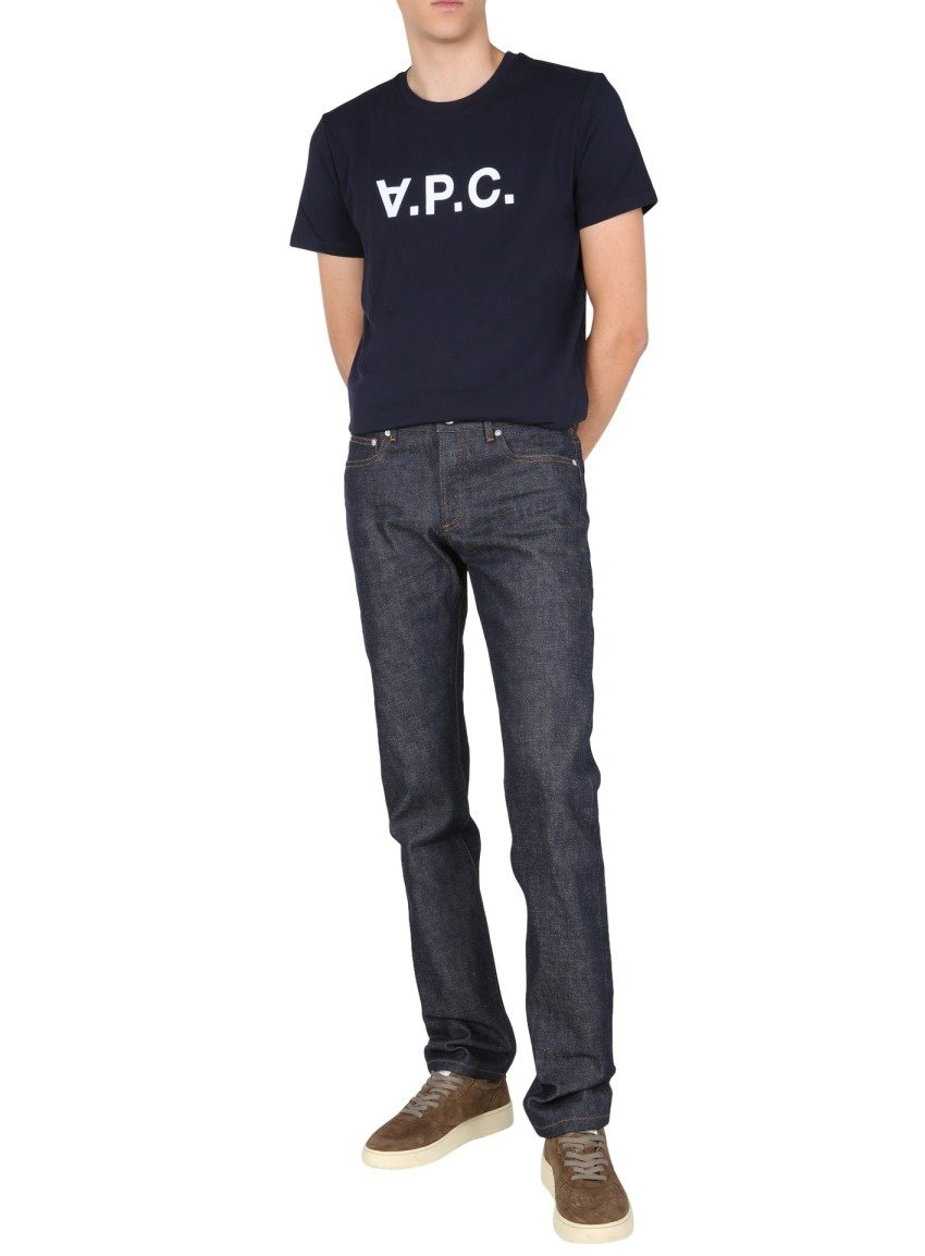 Straight-Leg Denim Pants with Dark Indigo Wash