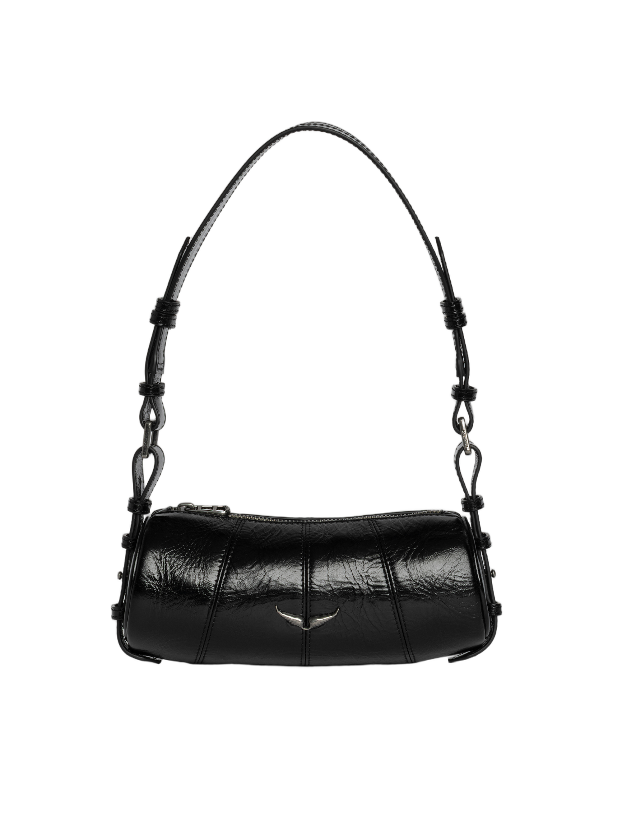 Cylindrical Patent Leather Shoulder Bag