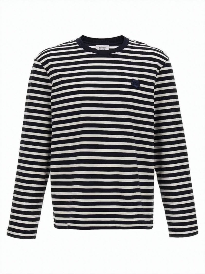 Striped Long-Sleeve T-Shirt With Embroidered Emblem
