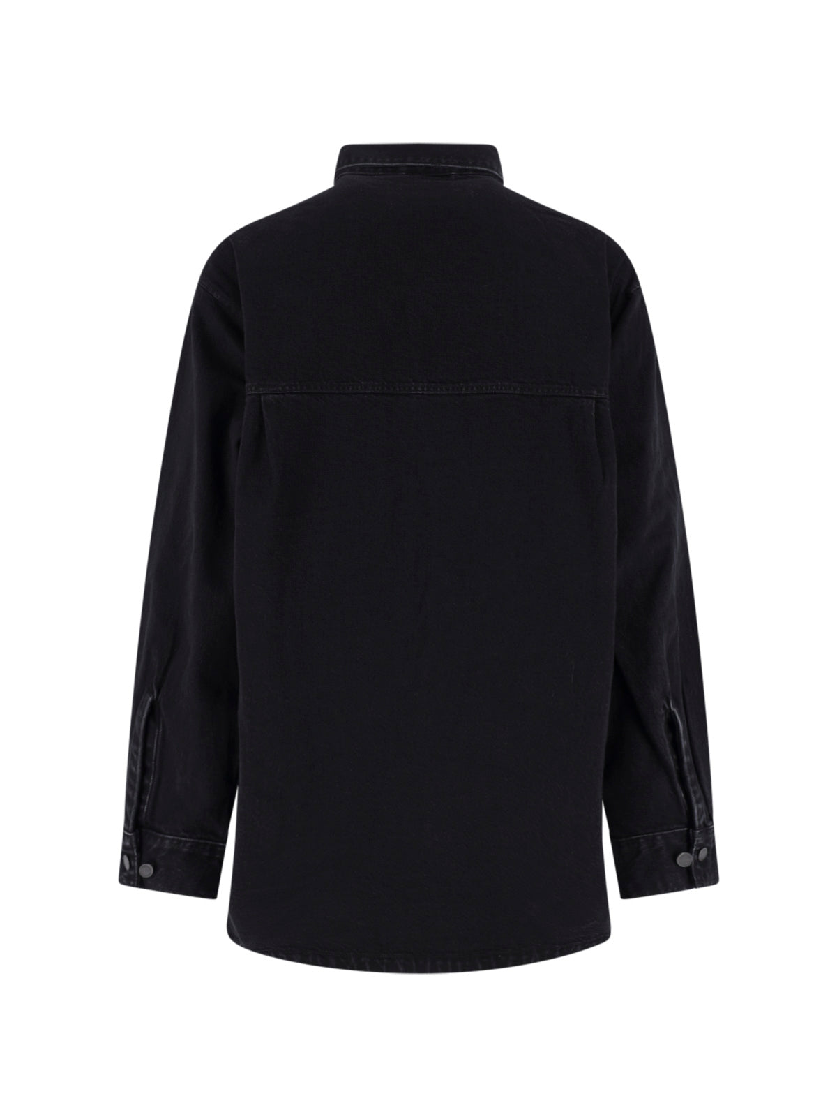 Black Long-Sleeve Concealed Button Shirt