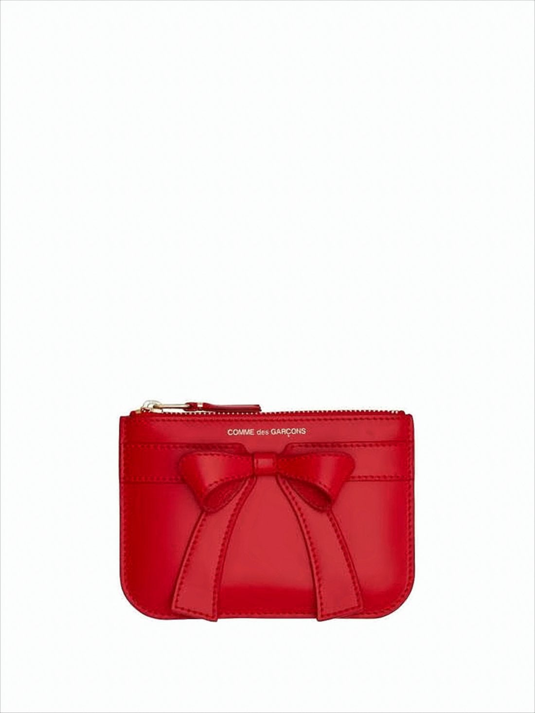 Rectangular Leather Pouch With Prominent Bow Detail