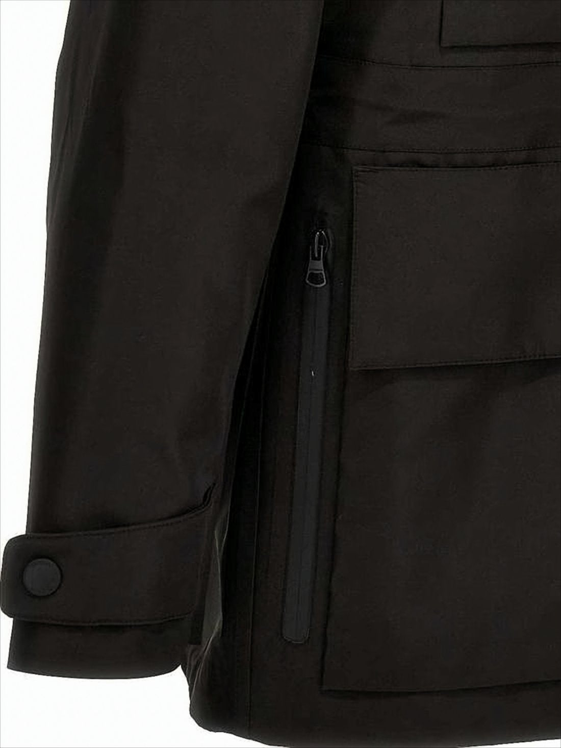 Matte Black Casual Jacket with Hood