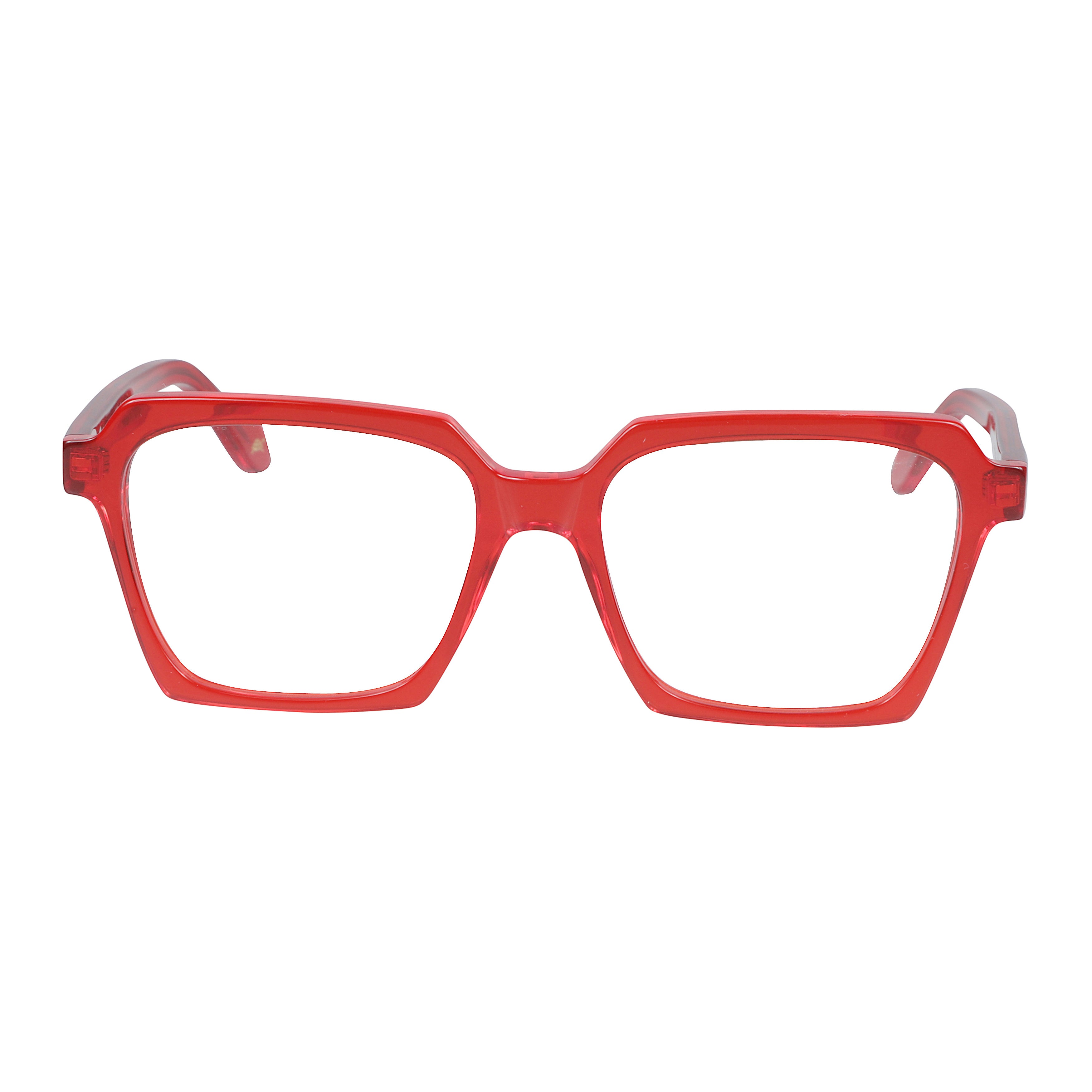 Kallima Light Translucent Red Geometric Sunglasses with Gold Accents