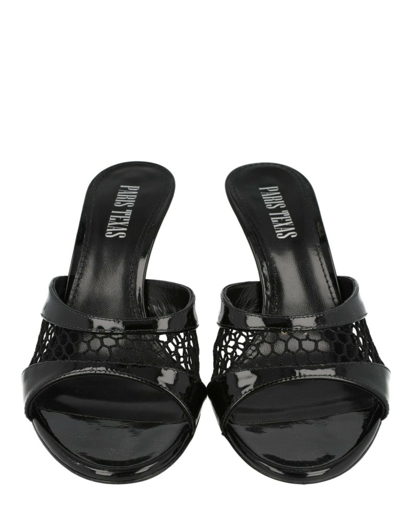 Lidia Patent Leather And Mesh Mules