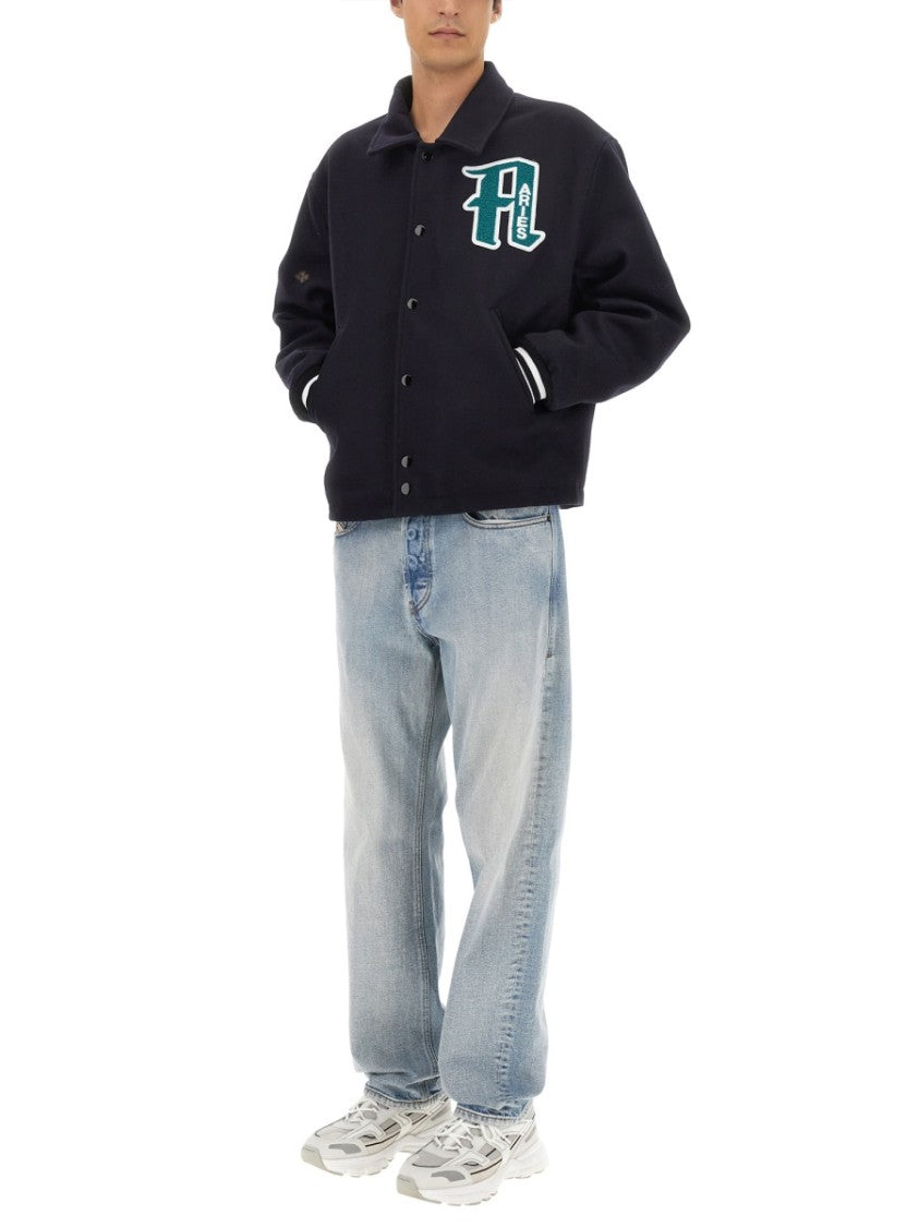 Embroidered Wool Varsity Jacket