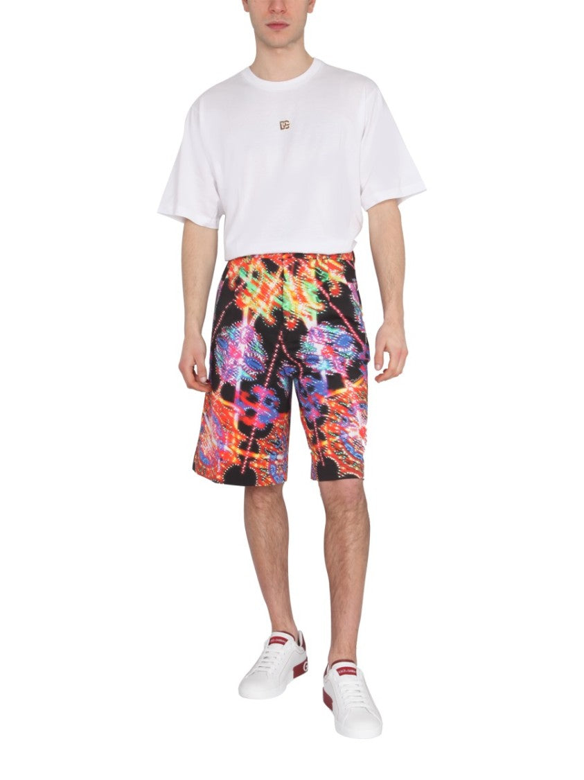 Bermuda Shorts With Vibrant Luminary-Inspired Print