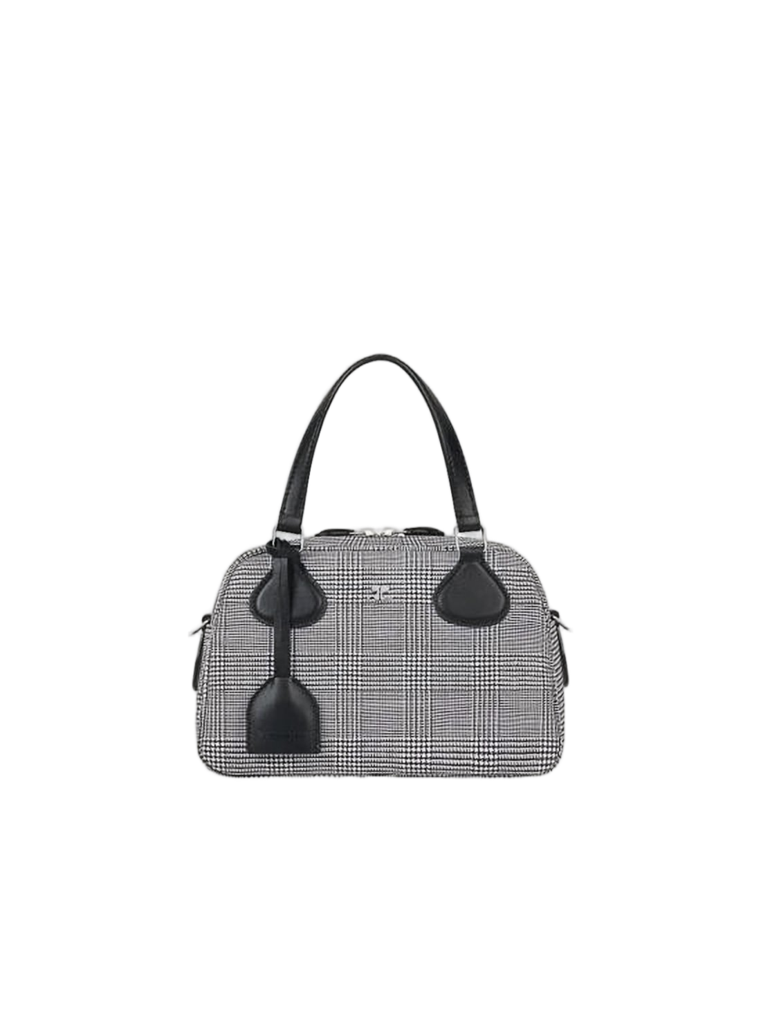 Checkered Pattern Tote Bag With Leather Accents