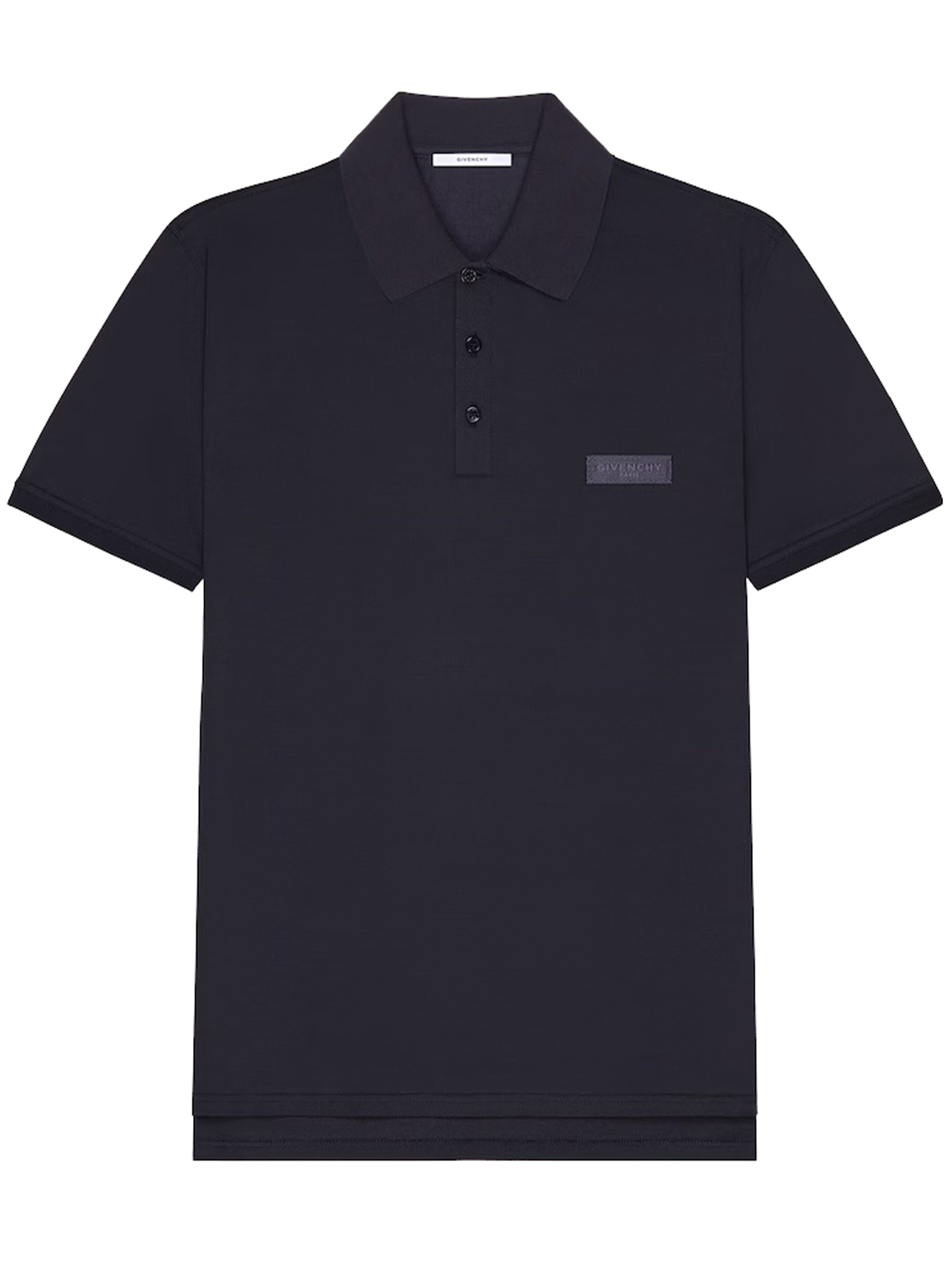 Regular Fit Black Cotton Logo Polo