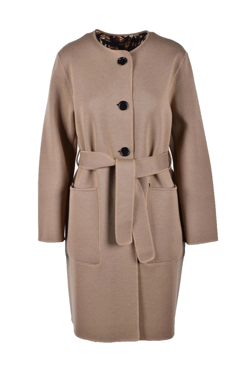 Reversible Virgin Wool Coat - Beige