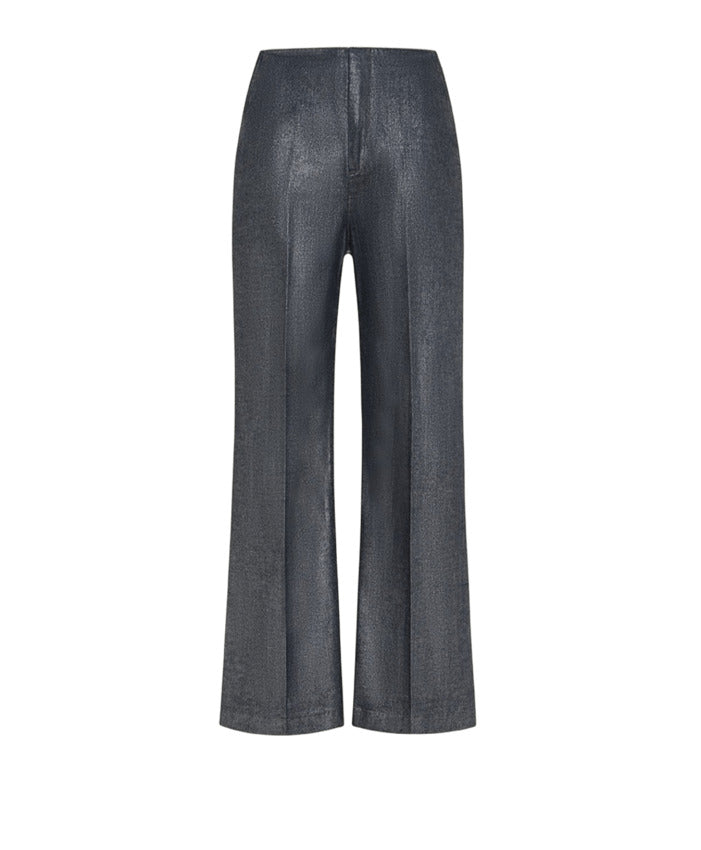 High-Waisted Flared Pants with Textured Finish