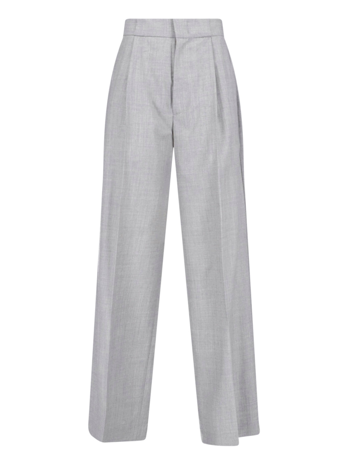 Grey Bogard High-Waisted Wool Straight Trousers