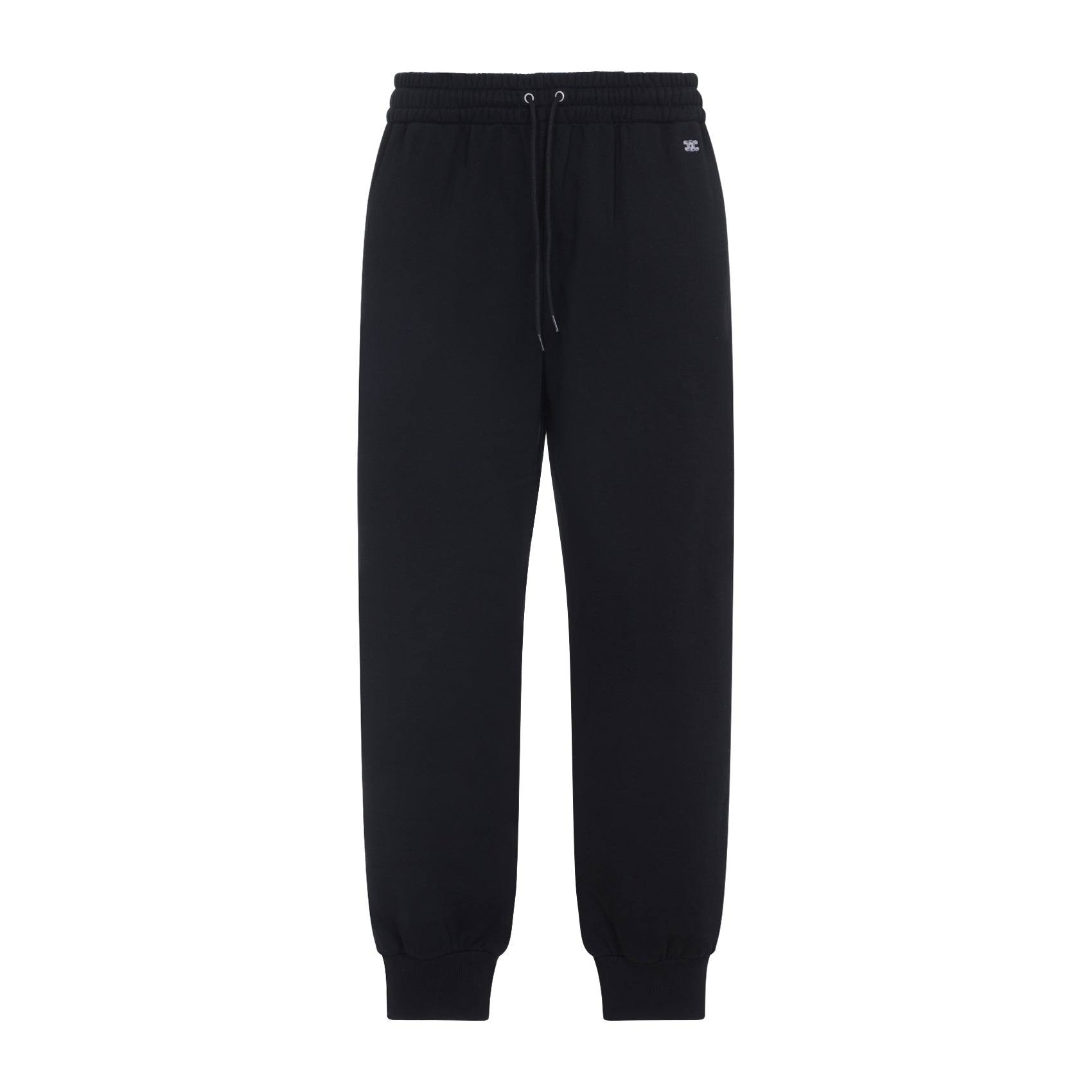 Black Cotton Pants With Drawstring Waist