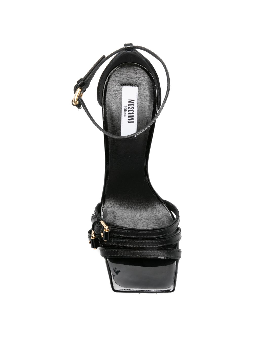 Black Leather Polka Dot Sandals
