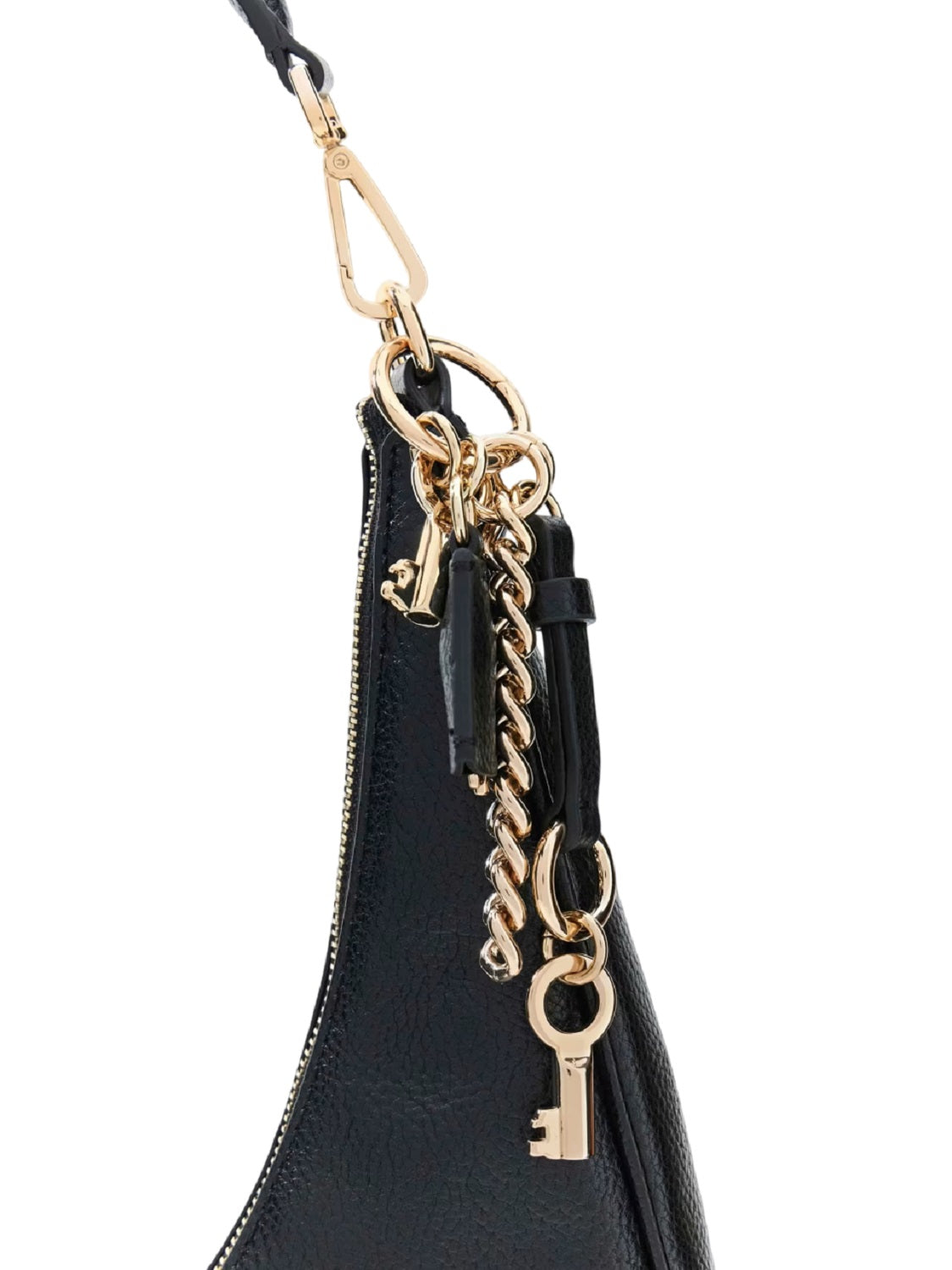 Faux Leather Zip Shoulder Bag