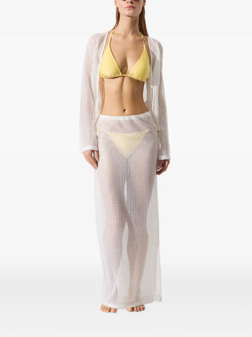 Sheer Mesh Maxi Skirt with Subtle Side Slit