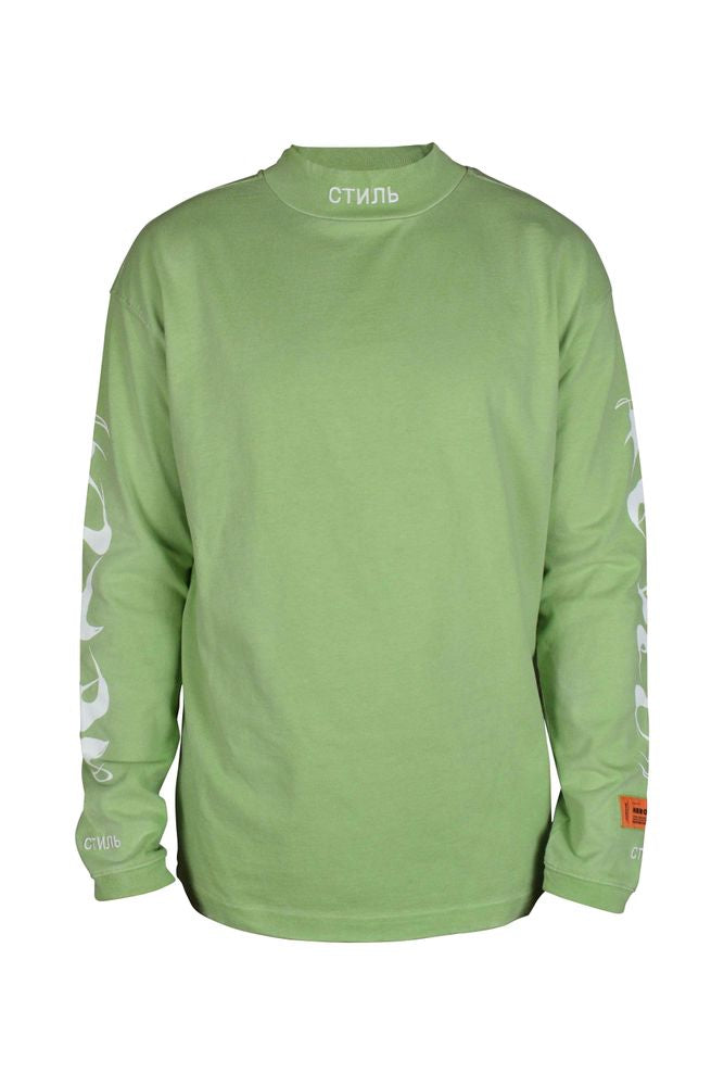 Green Long Sleeve T-Shirt With Embroidered Logo
