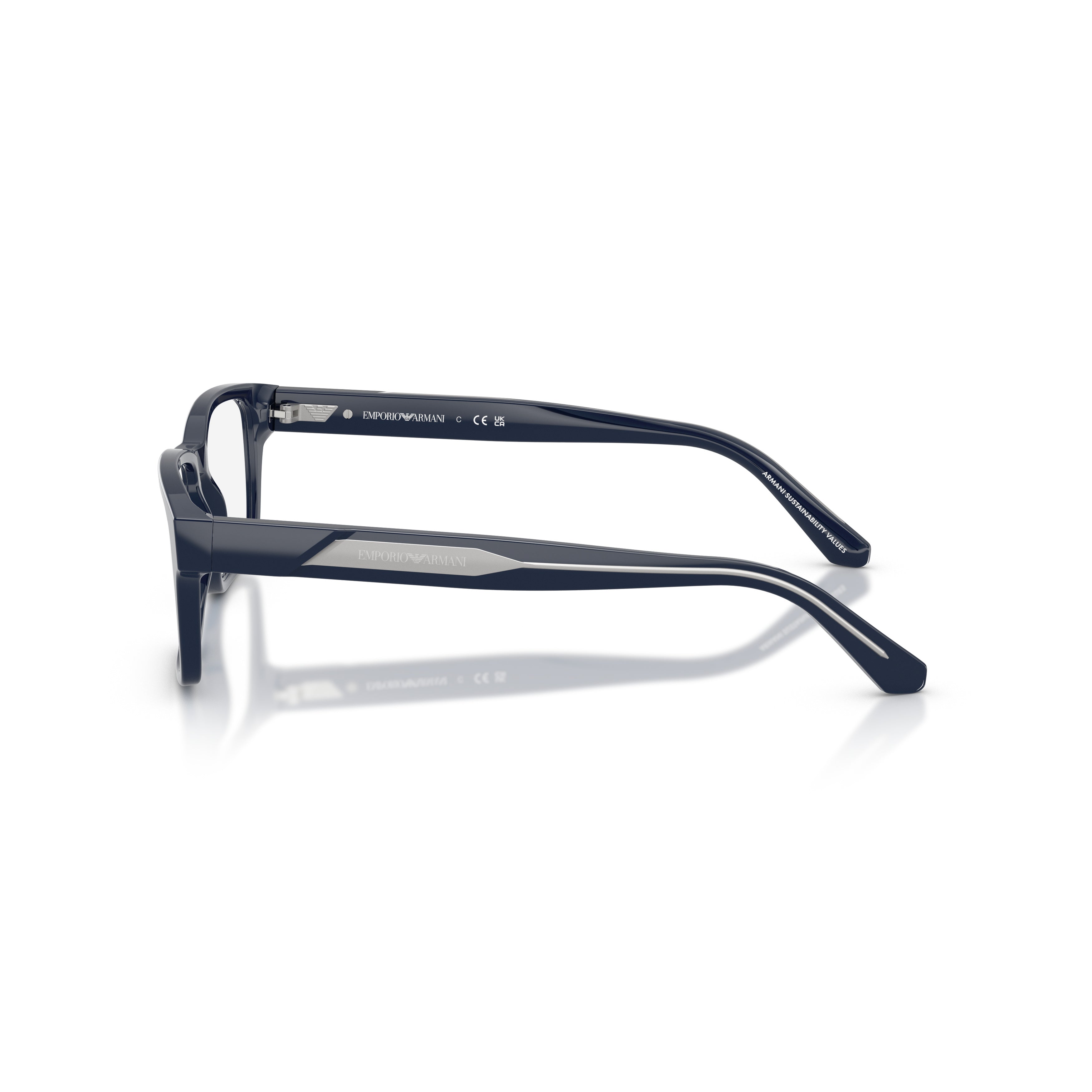 0ea3271 Rectangular Navy Acetate Eyeglass Frames with Silver Accents
