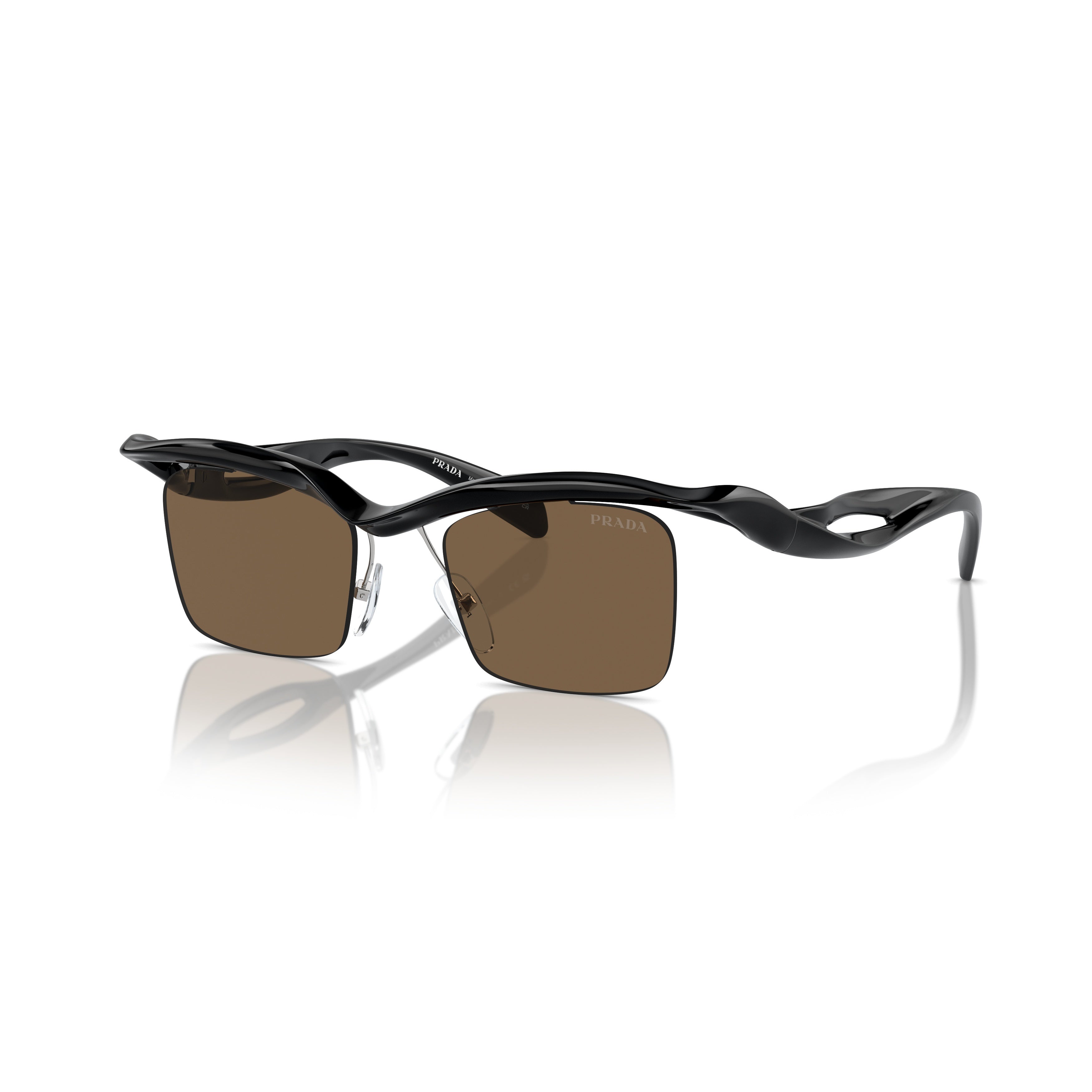 0pr A15s Sculptural Black Nylon Sunglasses