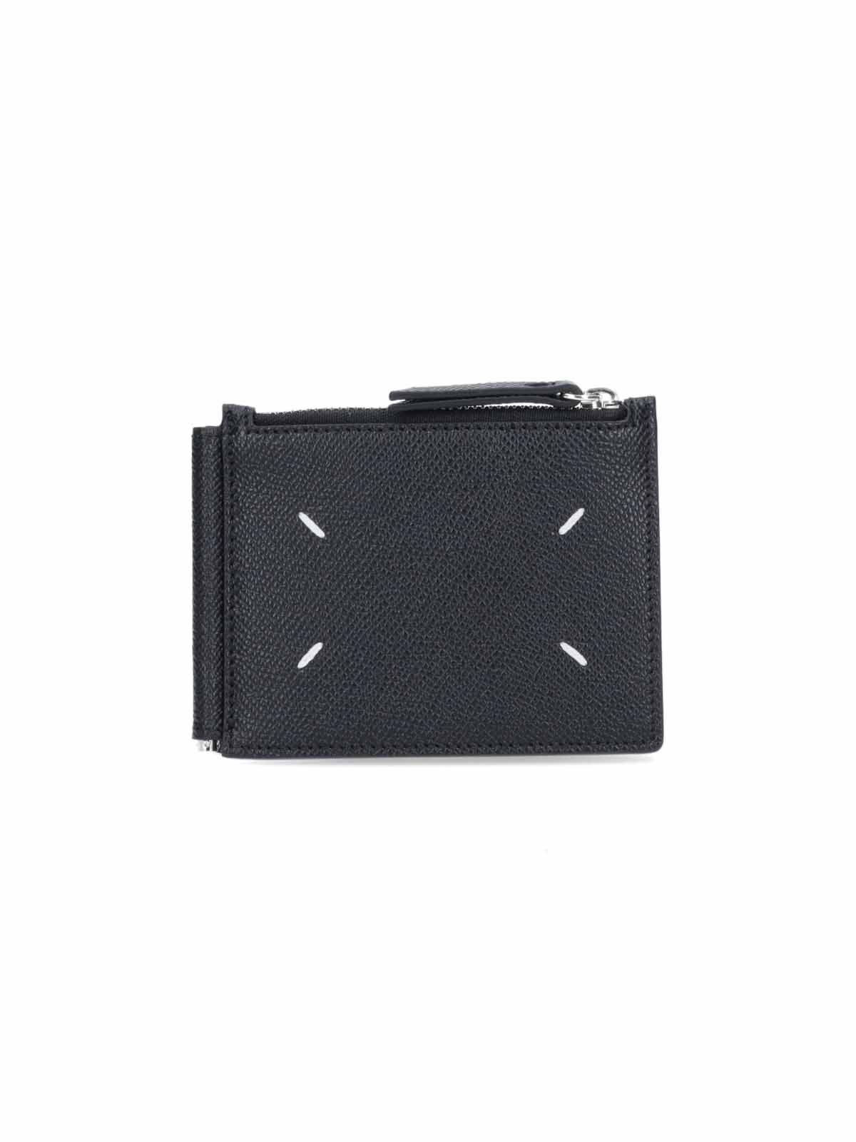 Textured Black Calf Leather Zip Wallet