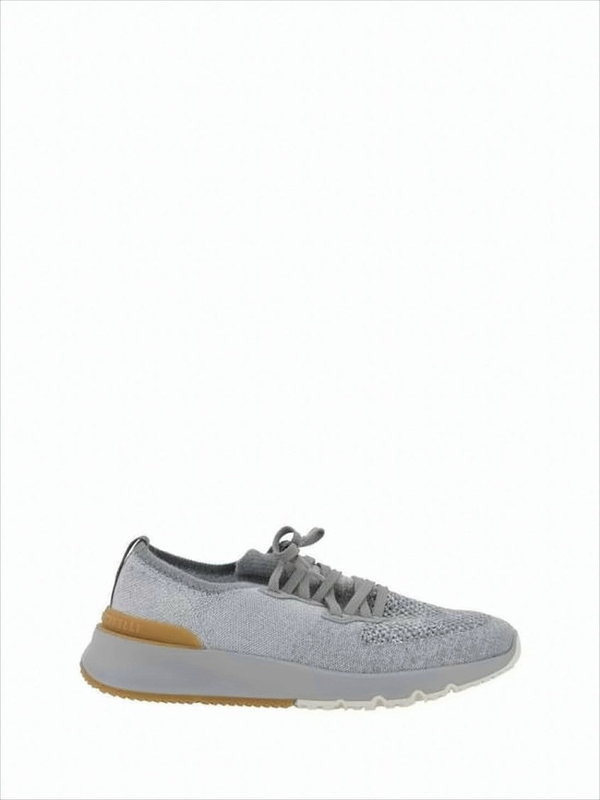 Knitted Grey Sneakers with Cushioned Sole