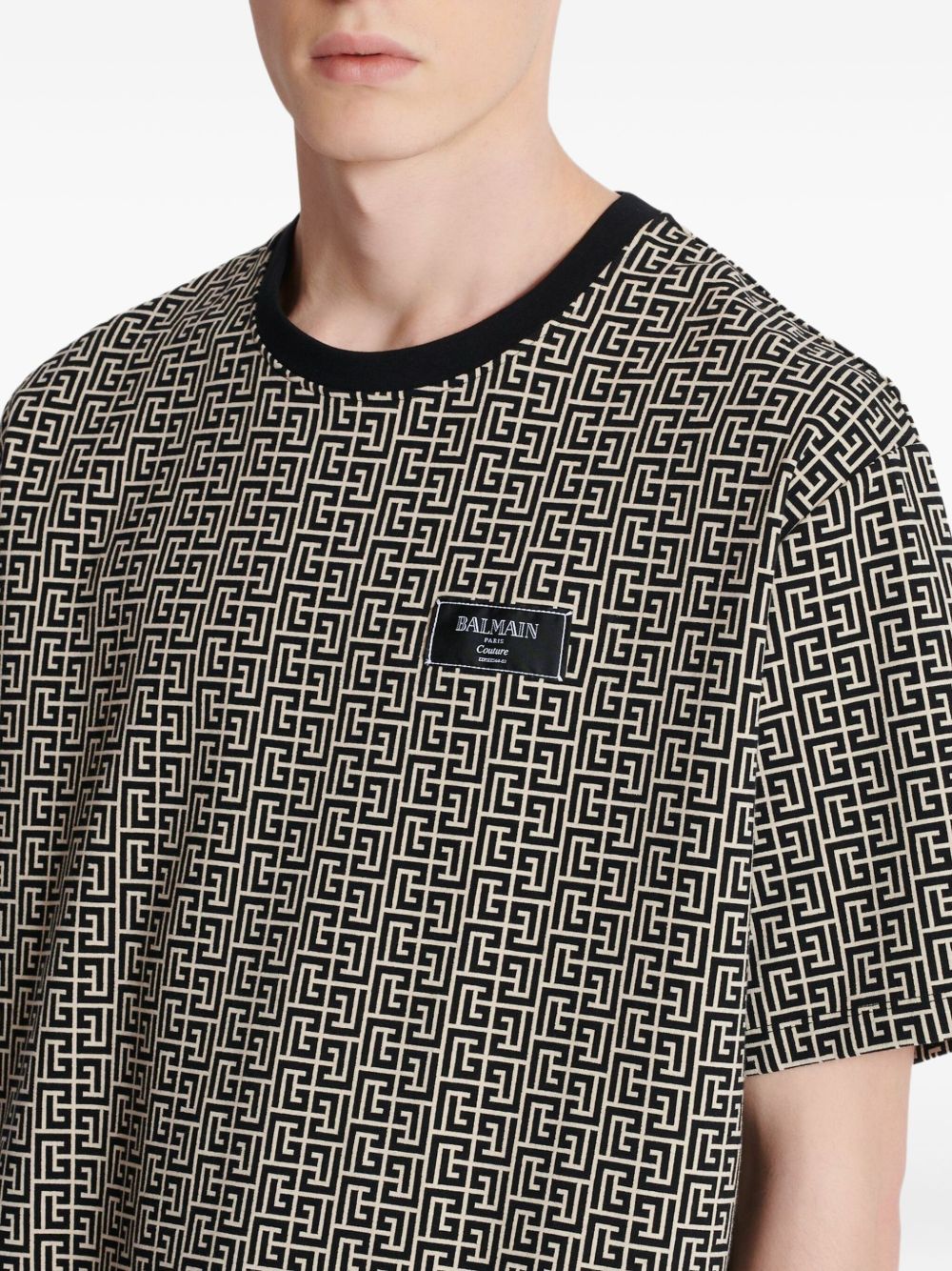 Geometric Pattern Silk And Nylon Blend T-Shirt