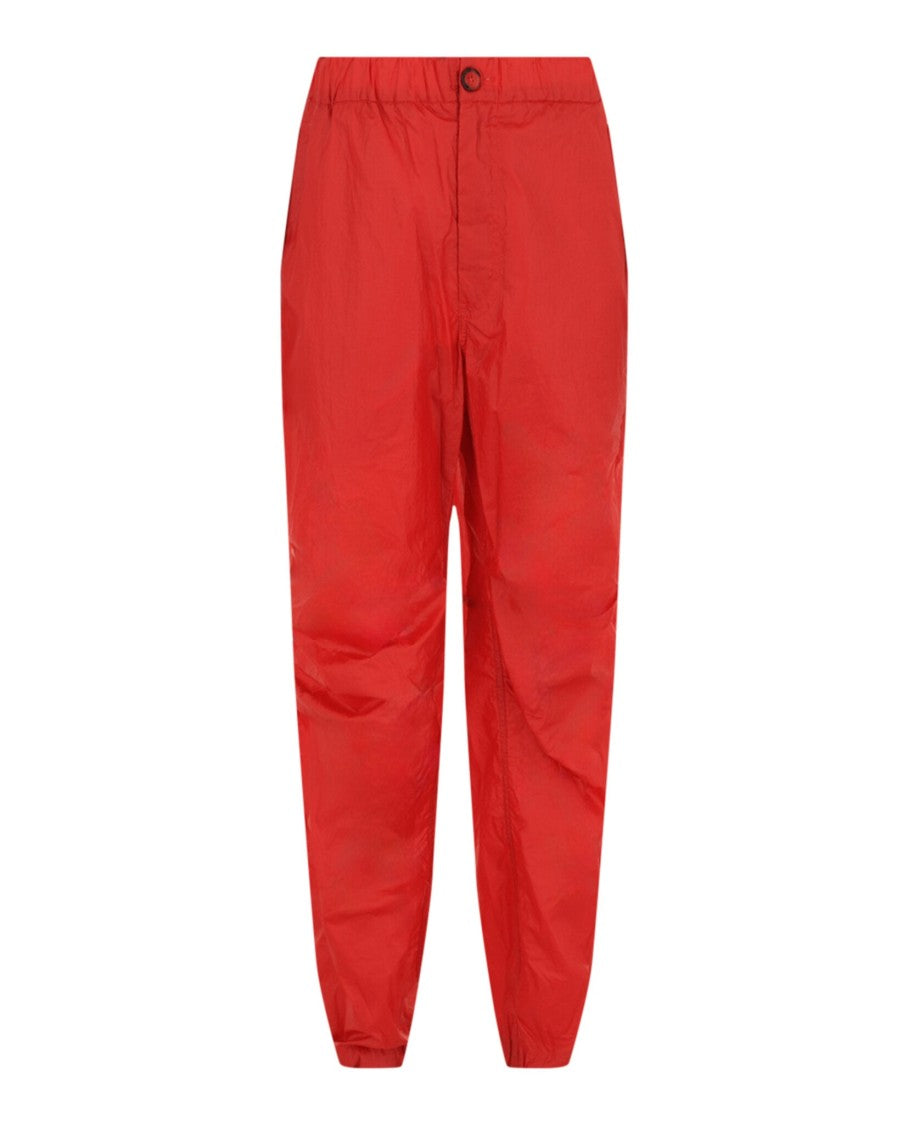 Coated Drawstring Straight-Leg Pants