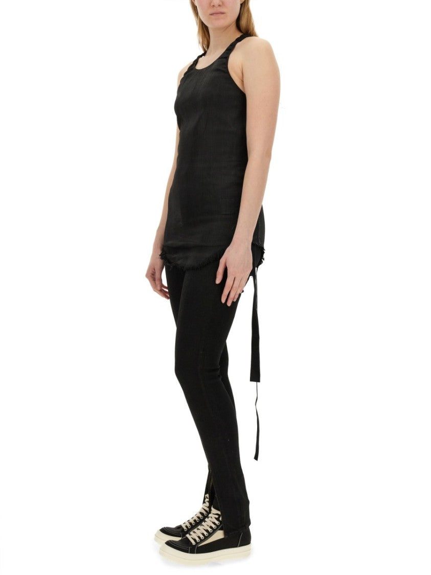 Slim-Fit Denim Top With Halter Neckline