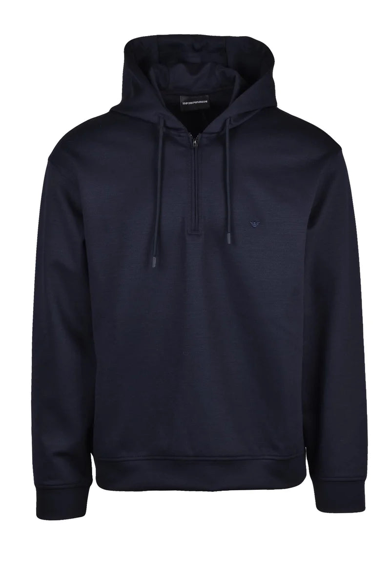Hooded Sweatshirt Polyester Wool Stretch - Blue