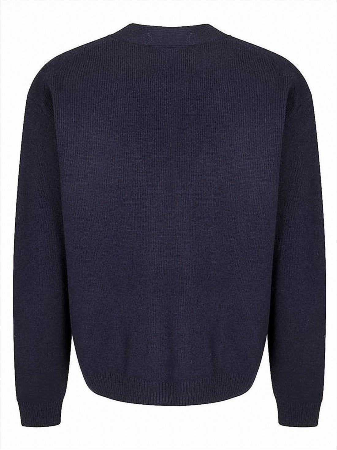 V-Neck Ramswool Cardigan With Embroidered Fox Emblem