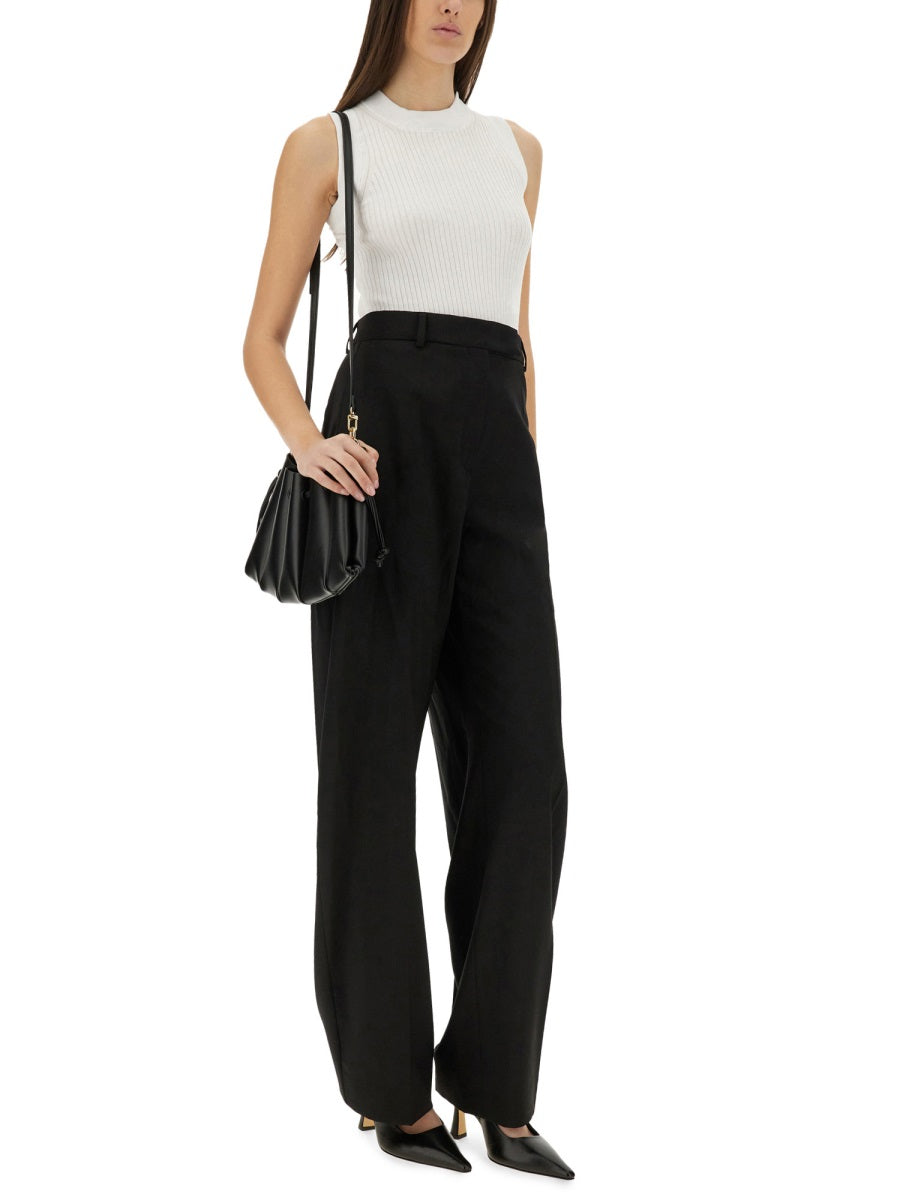 Ribbed Sleeveless Slim Fit Top With High Neckline