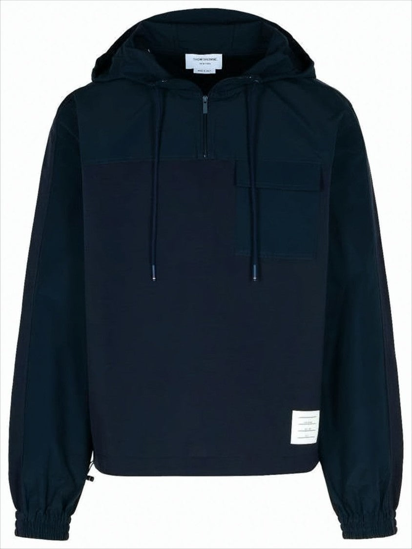 Relaxed Fit Half-Zip Hoodie with Drawstring Hood