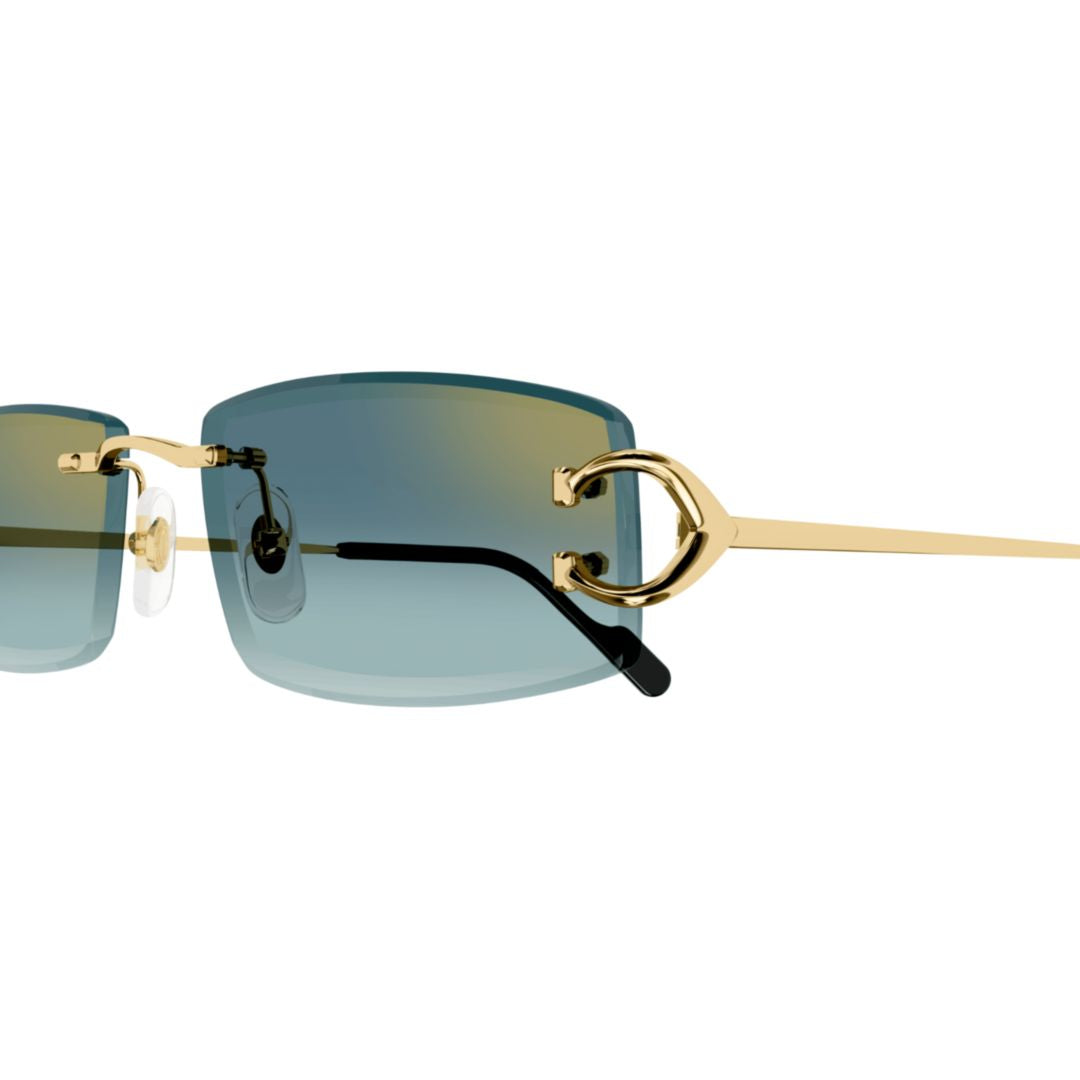 Ct0465s Rimless Rectangular Sunglasses with Gradient Blue Tint